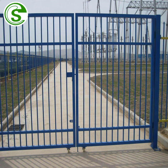 Wholesale Double Swing Wrought Iron Fence Gate Protective Galvanized Steel Fence Gate