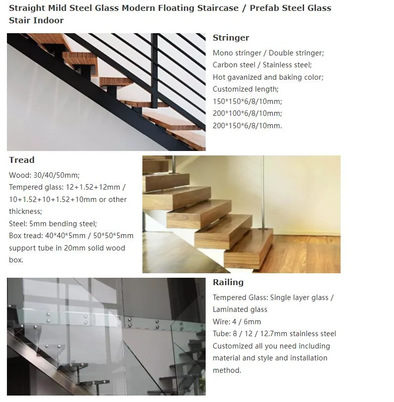 Modern Straight Staircase with Hardwood Floor Metal Railing Marble Stairs for Homes