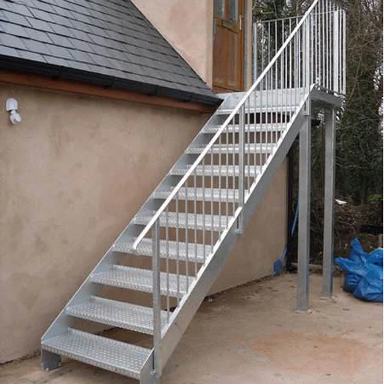 Building Exterior Galvanized Steel Stringer Metal Staircase