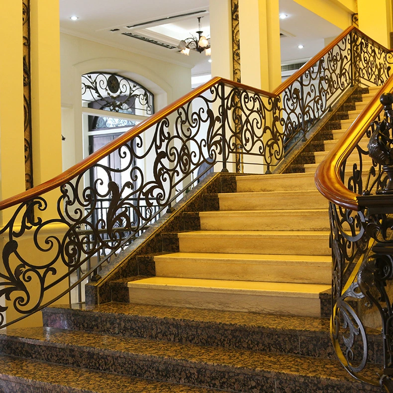 OEM Power Coated Wrought Iron New Design Stair Railing Luxury Metal Fence Iron Wrought Balustrade