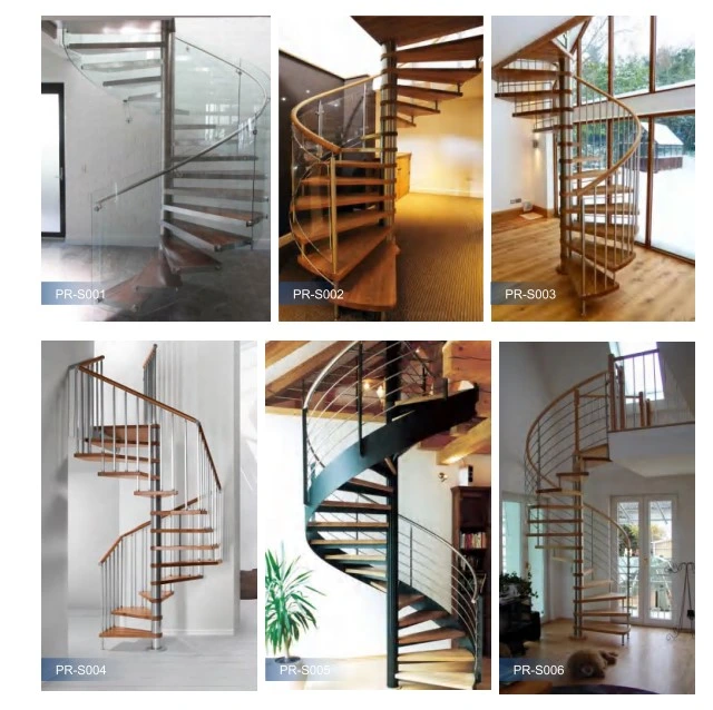 Commercial Metal Stairs DIY Steel Wood Curved Staircase with Single Stringer Prefab Interior