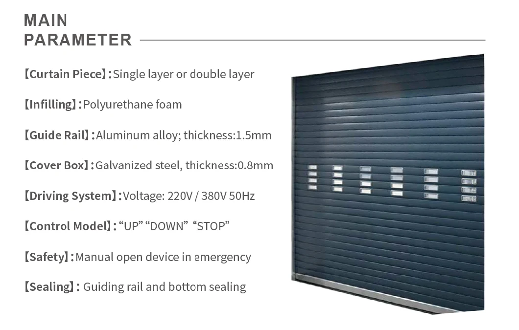 Industrial Exterior Interior Roll up Thermal Insulation Soundproof Metal Aluminum Roller Shutter Rolling Door Rolling Gate