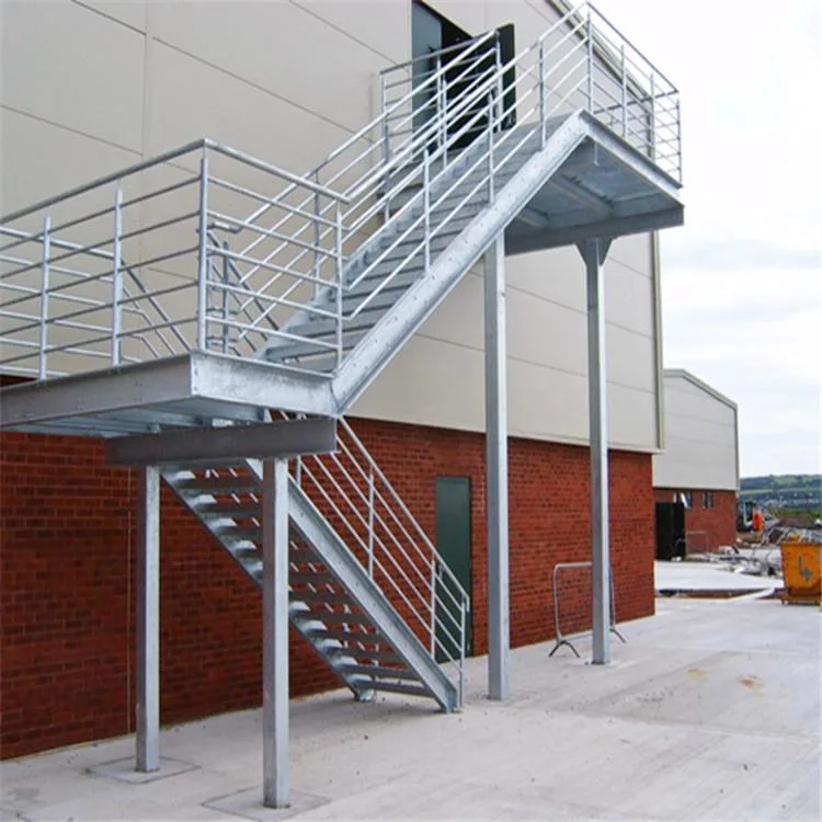 Building Exterior Galvanized Steel Stringer Metal Staircase
