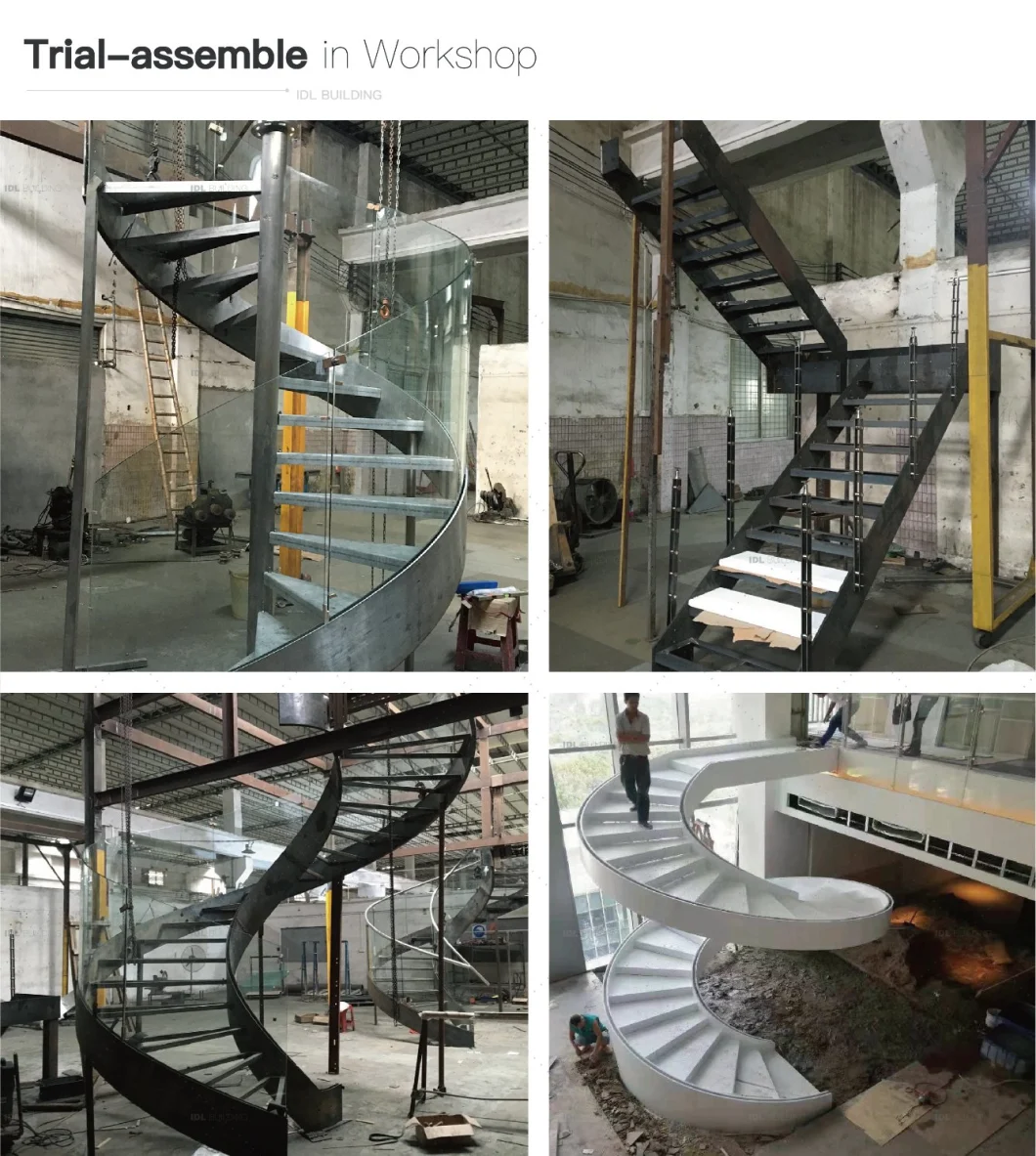 Commercial Metal Stairs Modern Indoor Stairs Design Customized U Shape Steel Staircase with Cable Railing Wood Stair Handrail