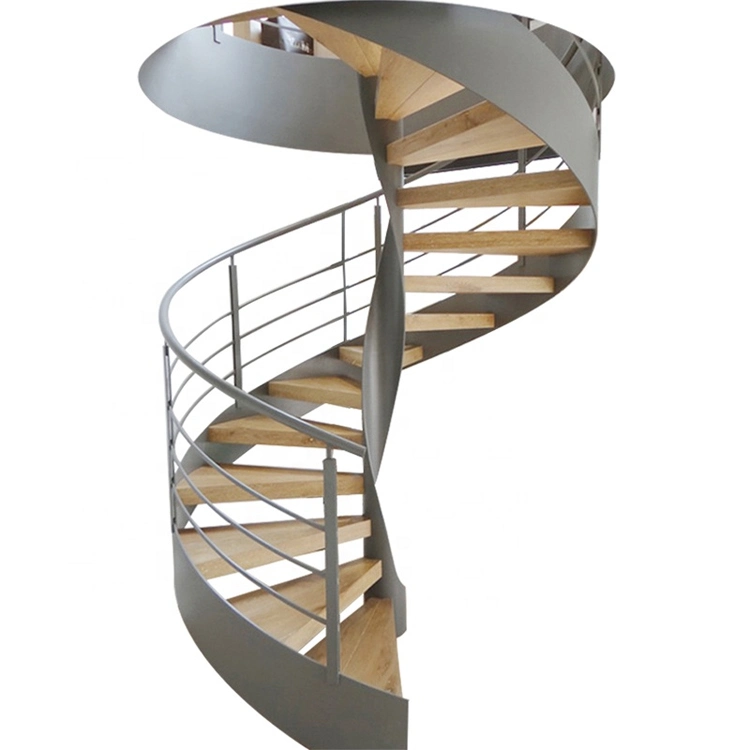 Customize Wood Metal Stainless Steel Indoor Glass LED Stair Spiral Staircase