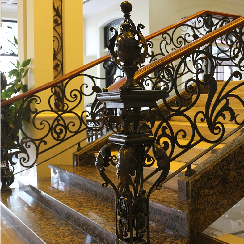 OEM Power Coated Wrought Iron New Design Stair Railing Luxury Metal Fence Iron Wrought Balustrade