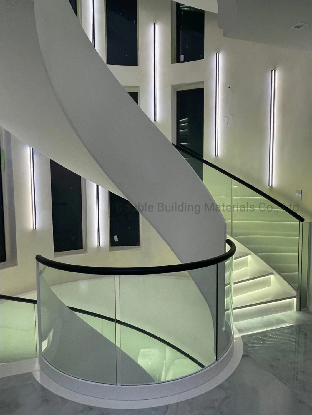 Modern Steel Spiral Staircase Design Wood Marble Stairs Metal Curved Staircase