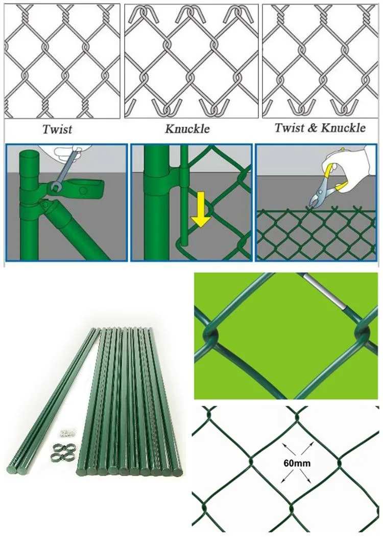 Galvanized PVC Coated Wire Mesh Diamond Hole Cyclone Fence Chain Link Fencing