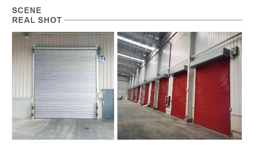 Exterior &amp; Interior Security Galvanized Steel Metal Doors Spiral Garage Automatic Rolling Shutter Industrial Rolling Gate