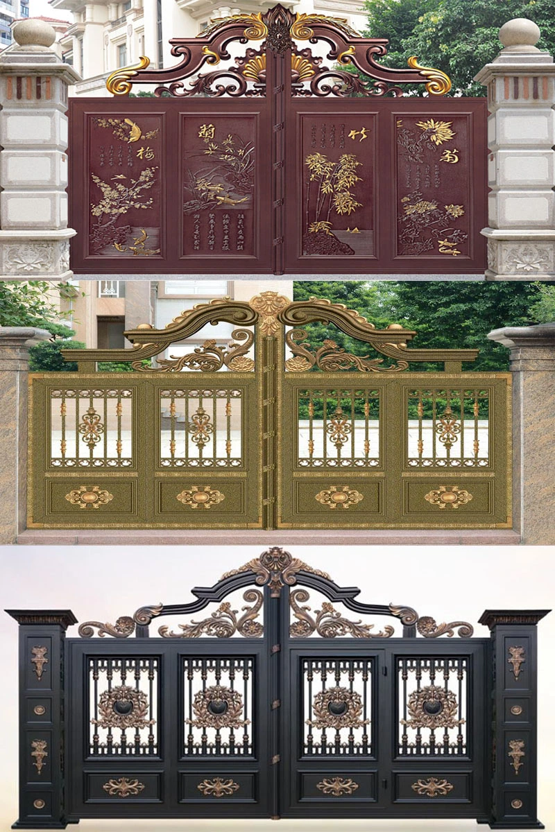 Custom Wrought Iron Residential Main Entrance Gates/Iron Main Gate Door Designs/Aluminum Metal Sliding Gates Factory