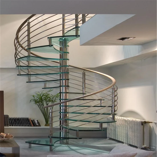 Indoor Round Stair Used Metal Glass Spiral Staircase
