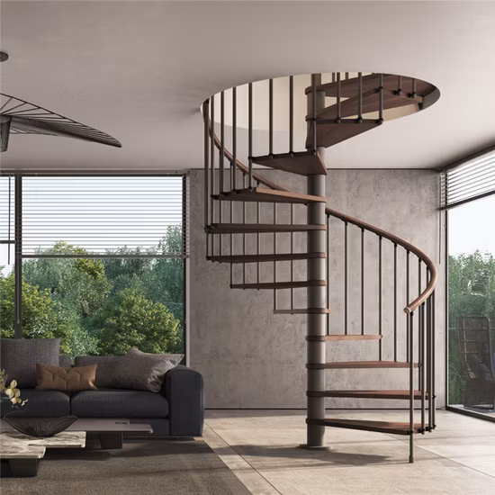 Customized External Metal Luxury Modern Spiral Staircase Curved Staircase Steel Staircase